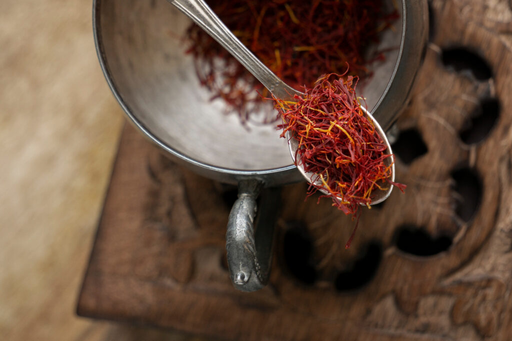 Close Up Spoon Full Saffron